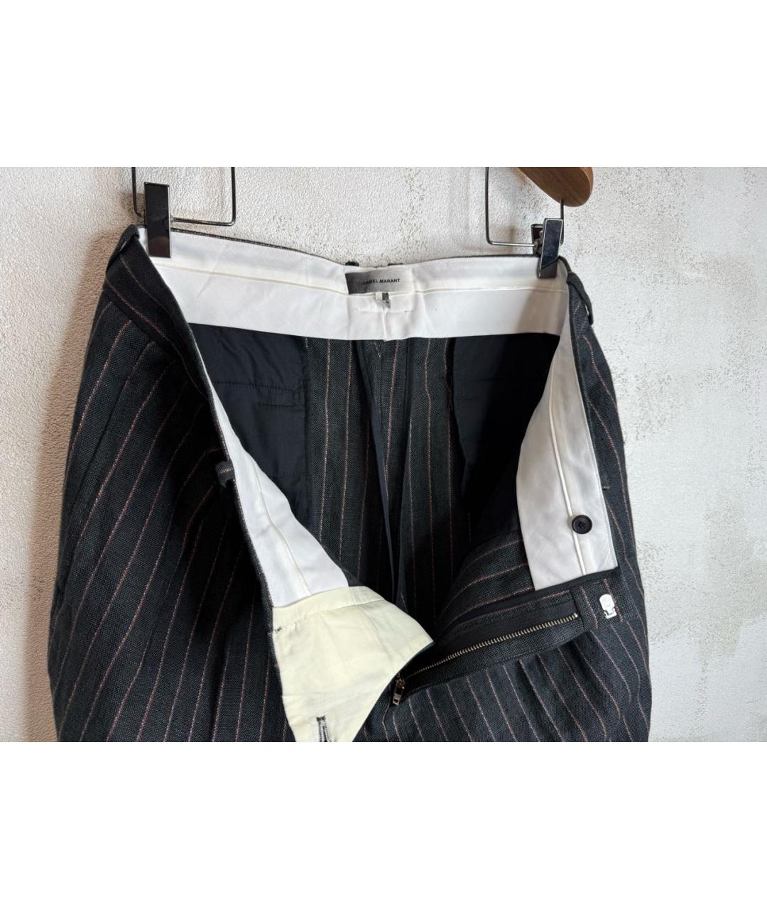 ISABEL MARANT Антрацитовые льняные классические брюки, фото 6