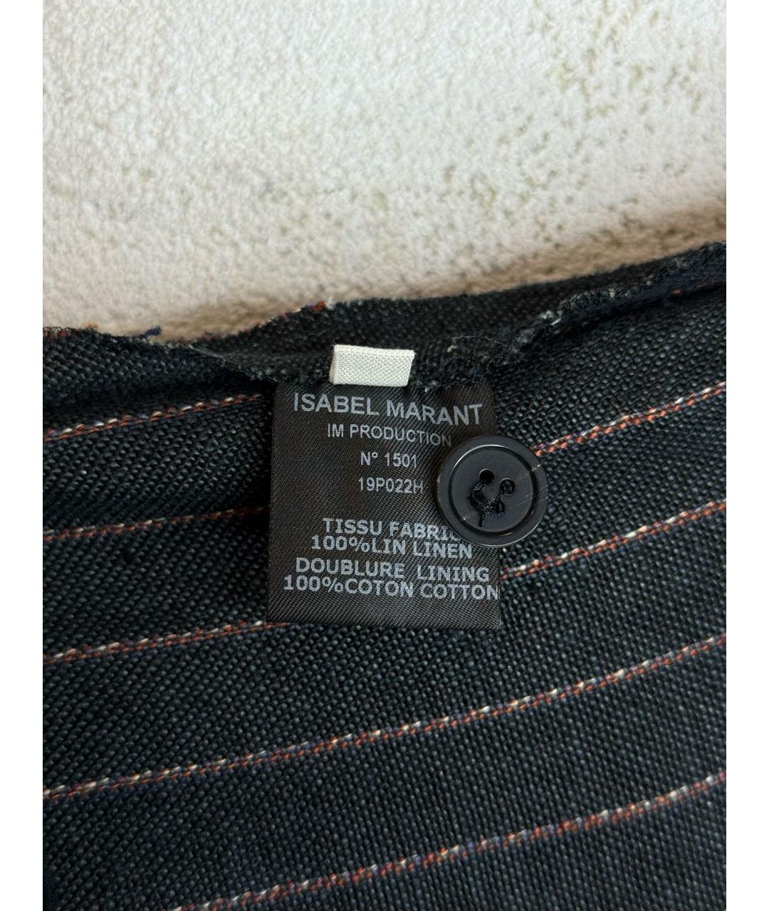 ISABEL MARANT Антрацитовые льняные классические брюки, фото 8