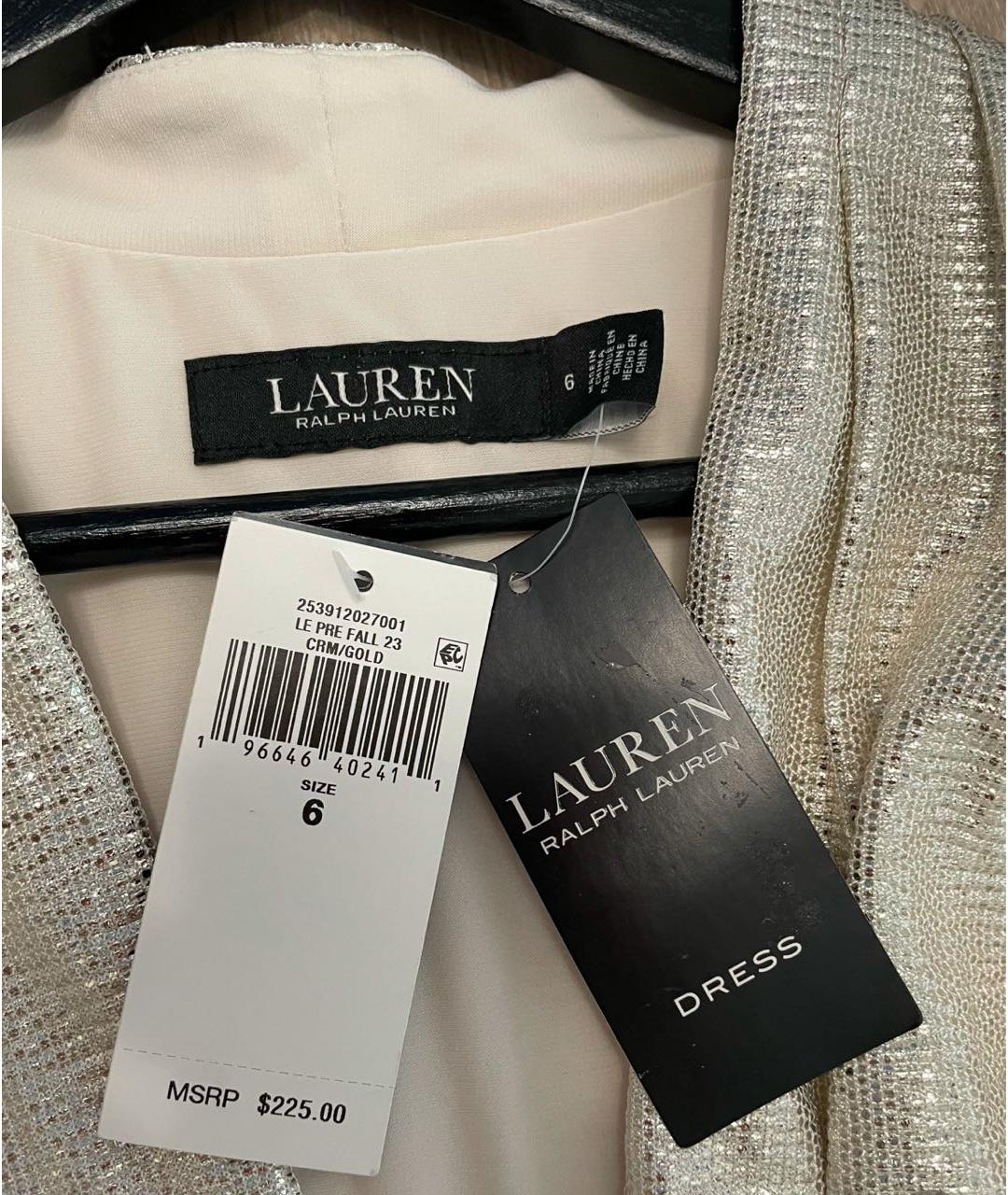 RALPH LAUREN Бежевое полиэстеровое вечернее платье, фото 7