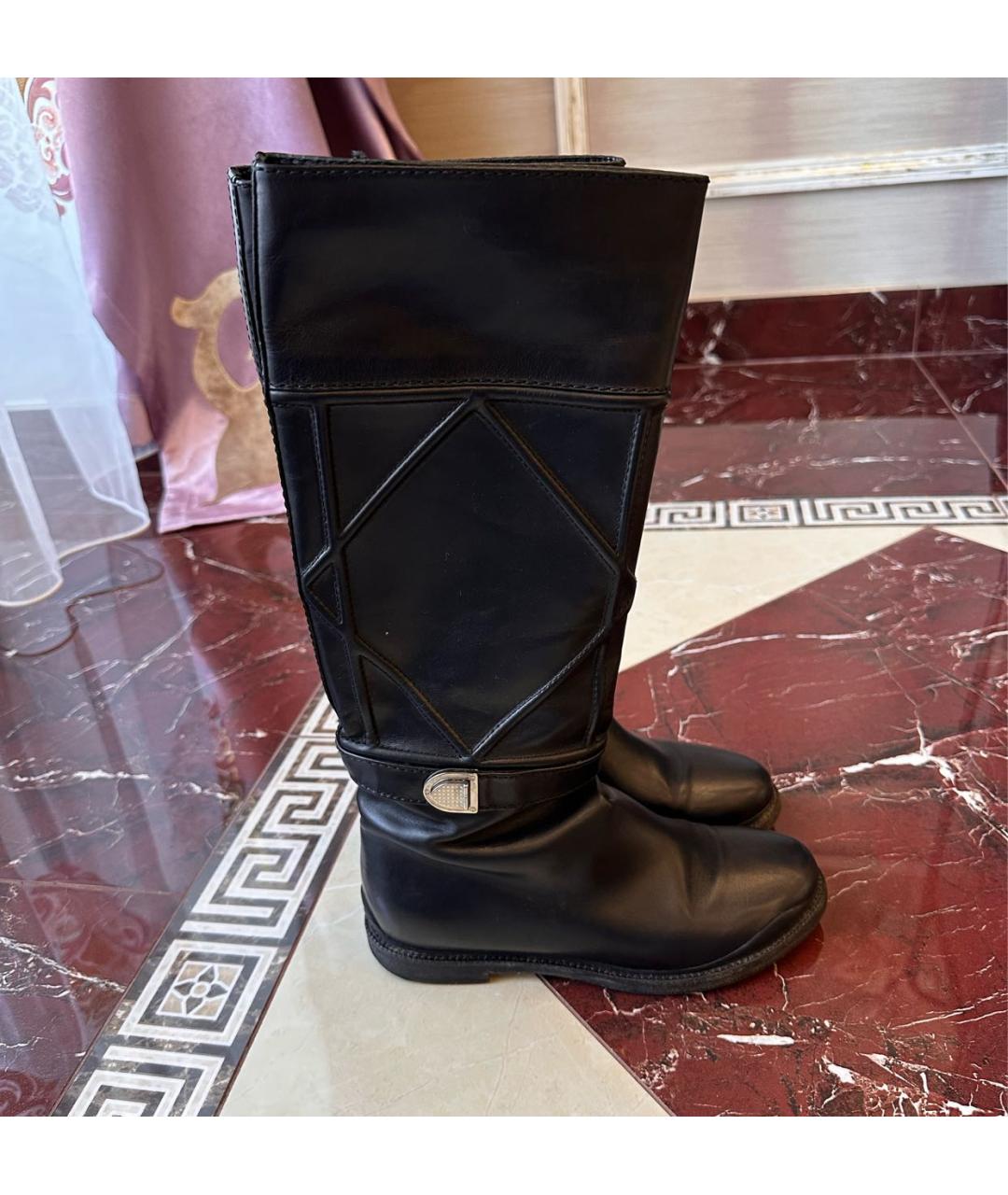 CHRISTIAN DIOR Черные кожаные сапоги, фото 6