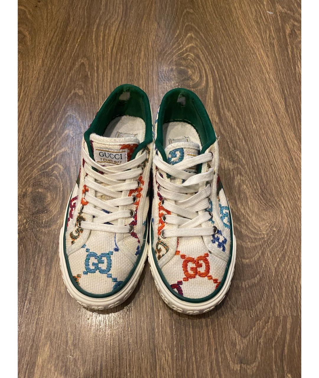 GUCCI Белые текстильные кеды, фото 2