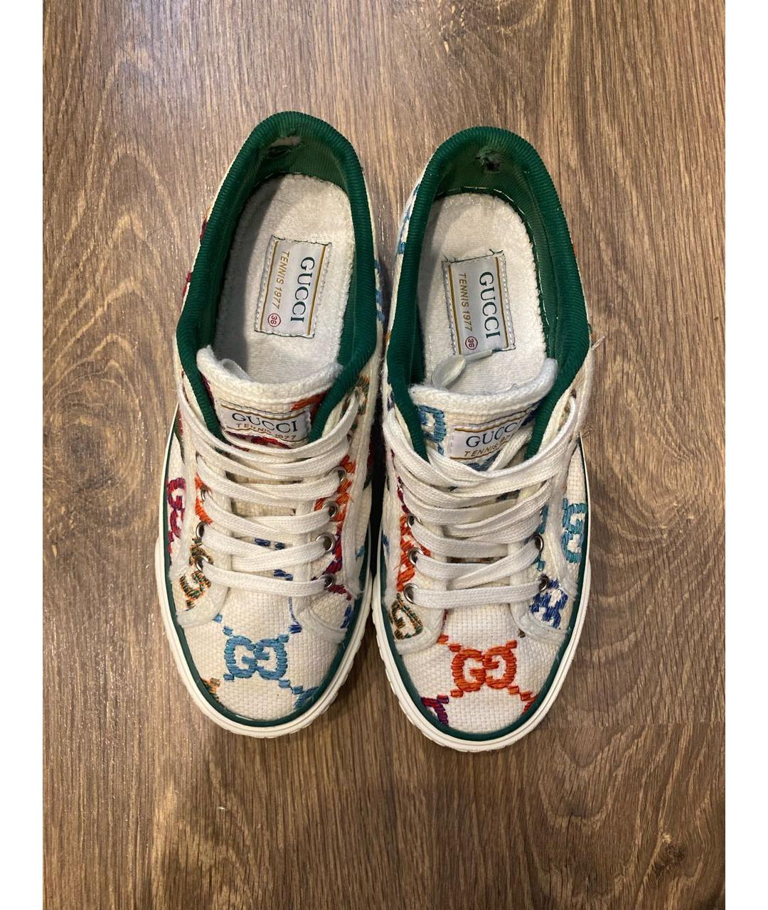 GUCCI Белые текстильные кеды, фото 3