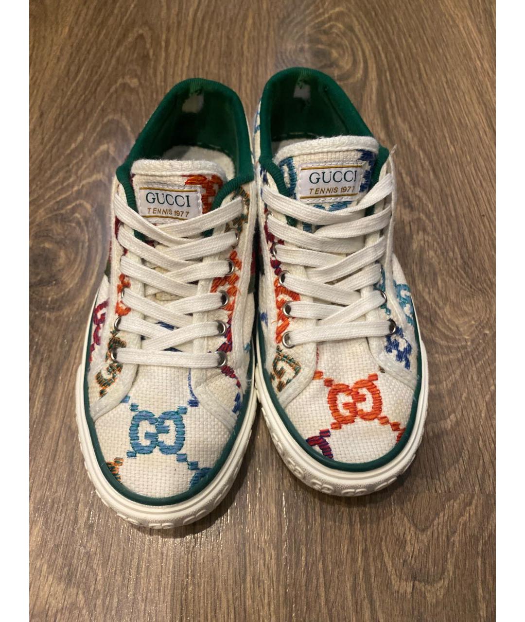 GUCCI Белые текстильные кеды, фото 8