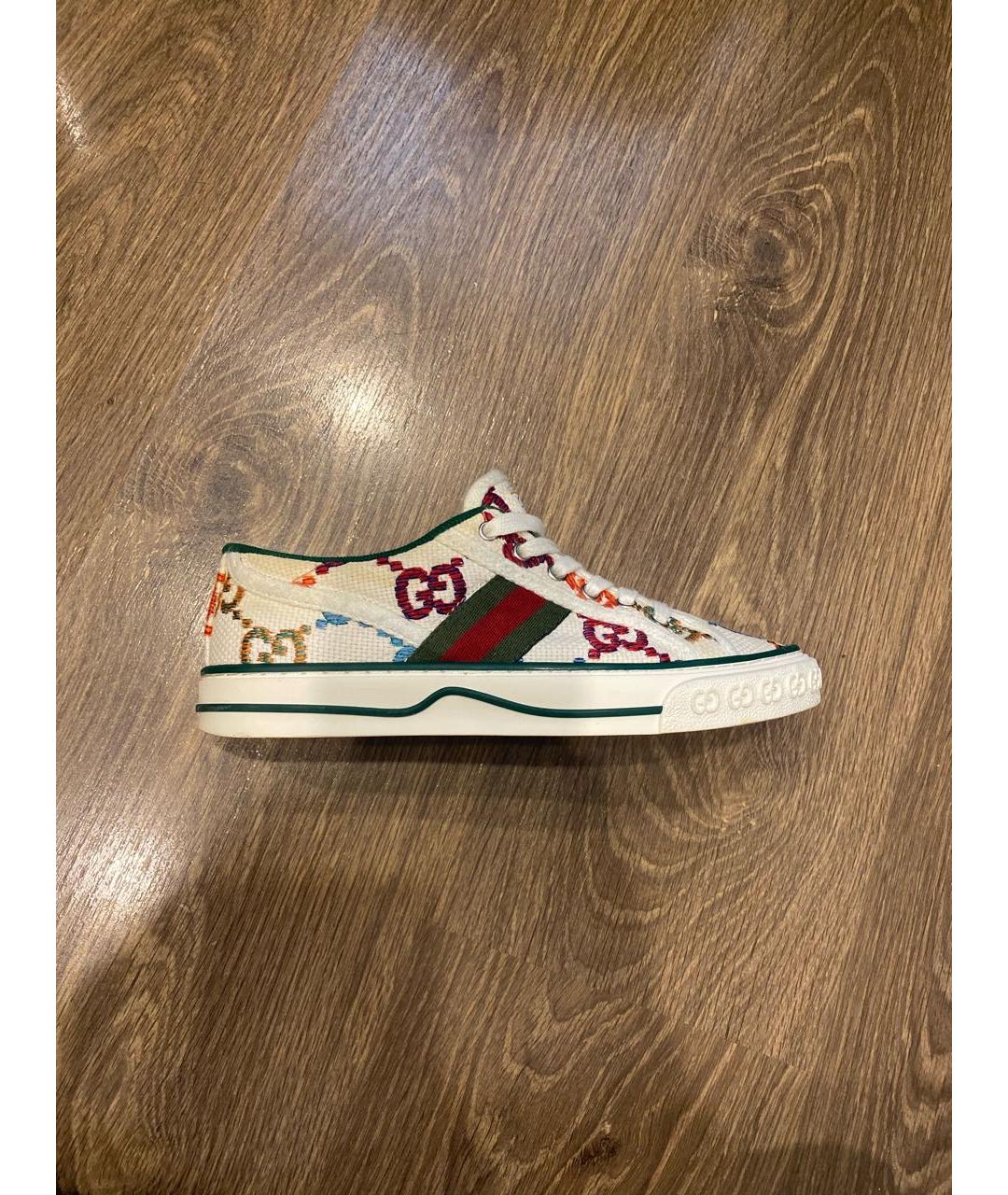 GUCCI Белые текстильные кеды, фото 9