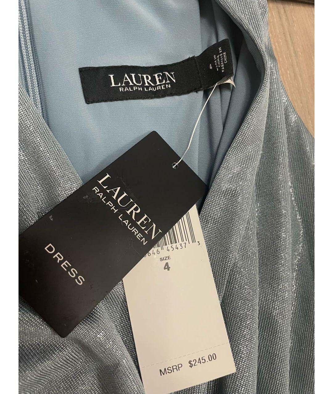 RALPH LAUREN Голубое полиэстеровое вечернее платье, фото 7