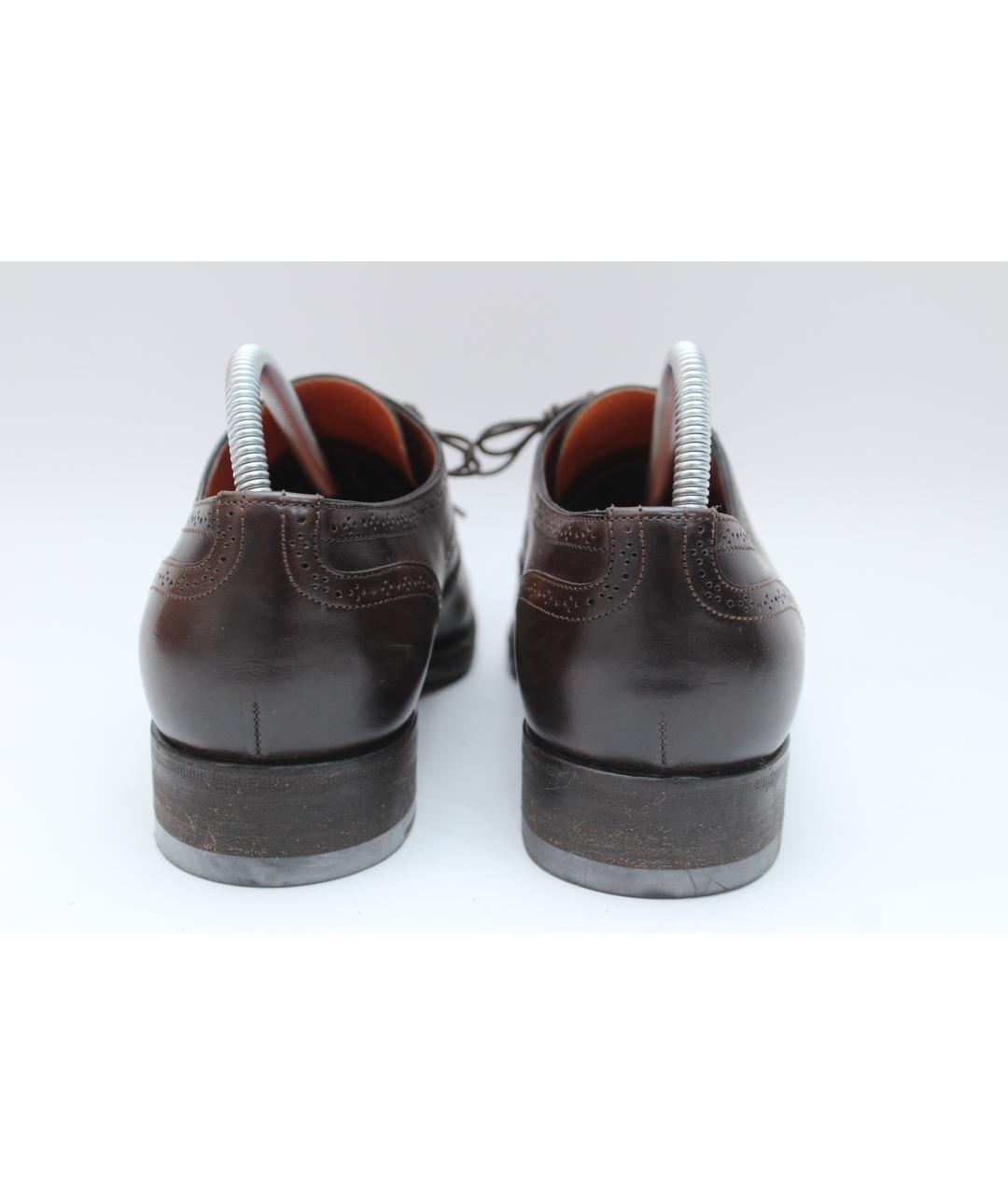 SANTONI Коричневые кожаные низкие ботинки, фото 5