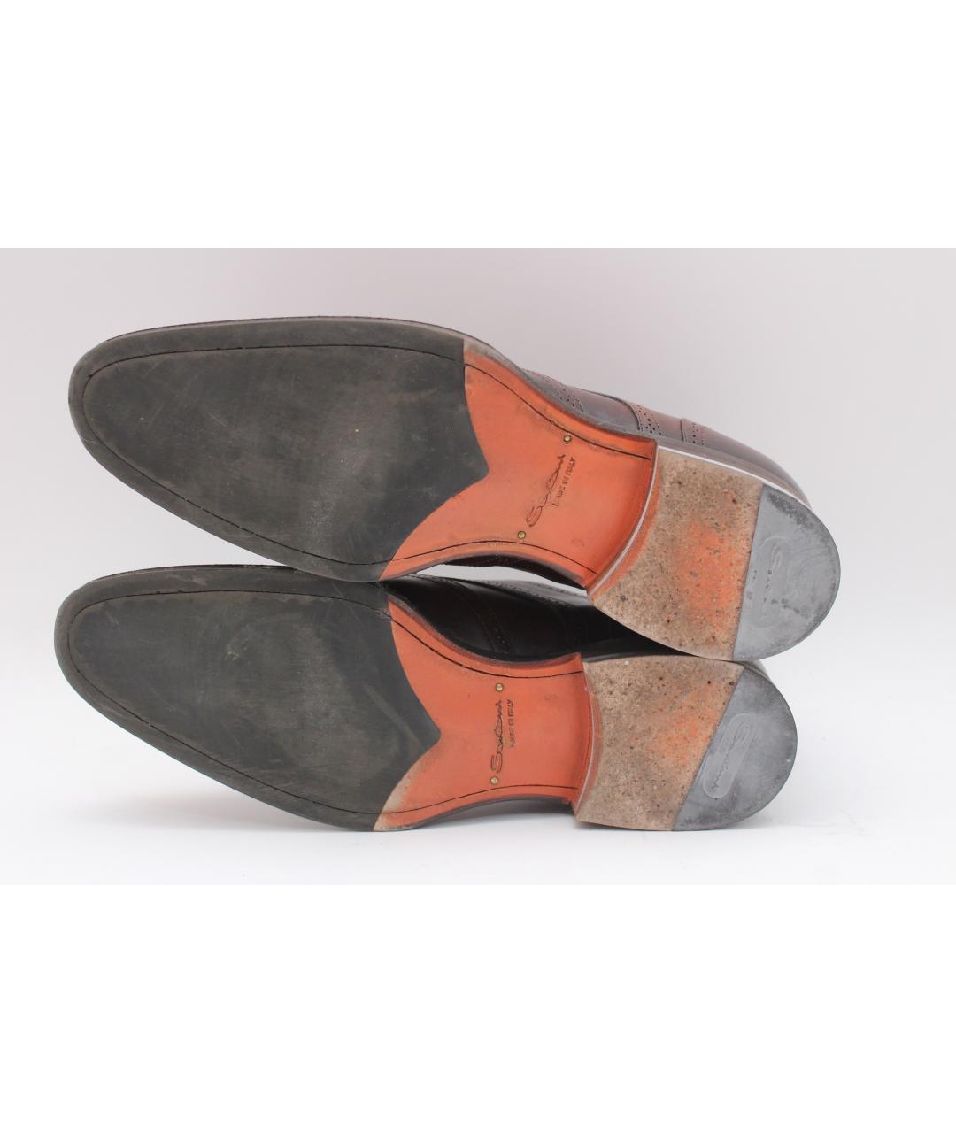SANTONI Коричневые кожаные низкие ботинки, фото 6