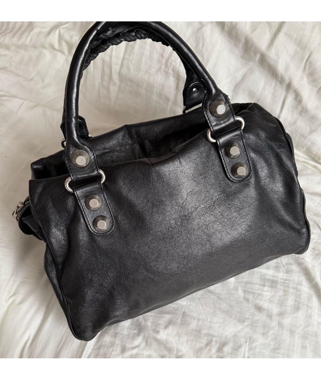 BALENCIAGA Черная кожаная сумка с короткими ручками, фото 2