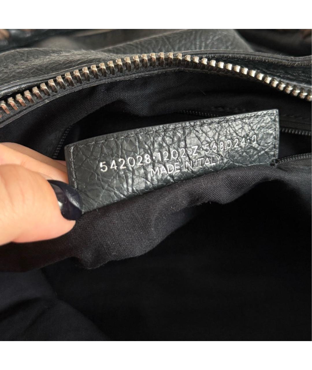 BALENCIAGA Темно-синяя кожаная сумка тоут, фото 6