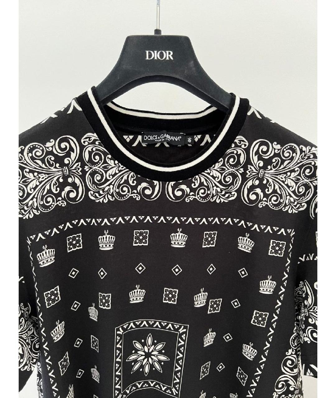 DOLCE&GABBANA Черная хлопковая футболка, фото 3