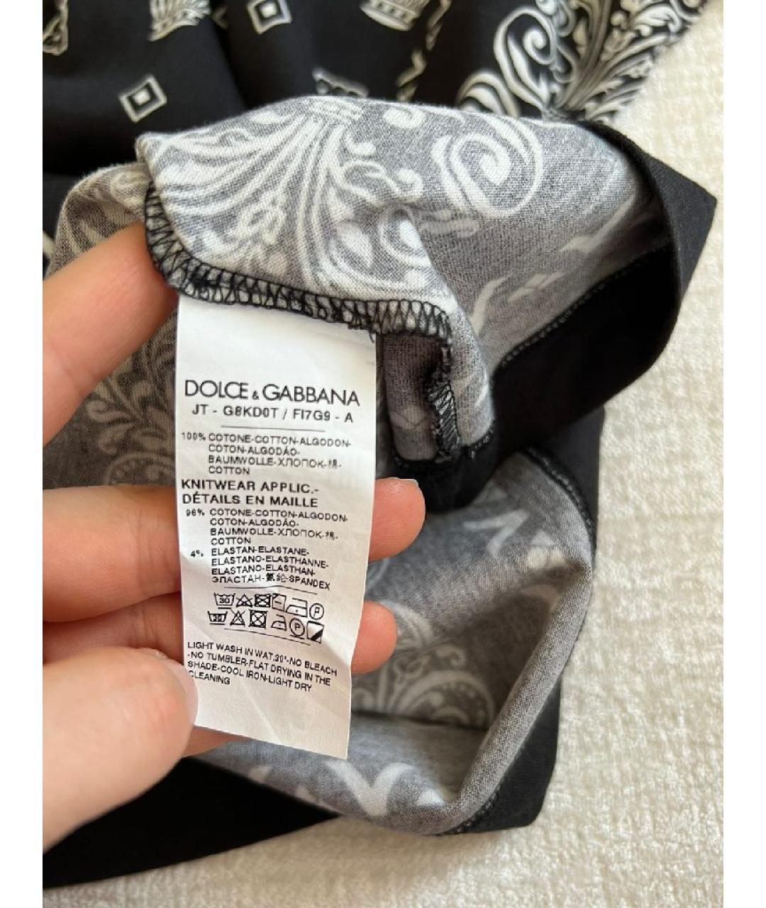 DOLCE&GABBANA Черная хлопковая футболка, фото 8