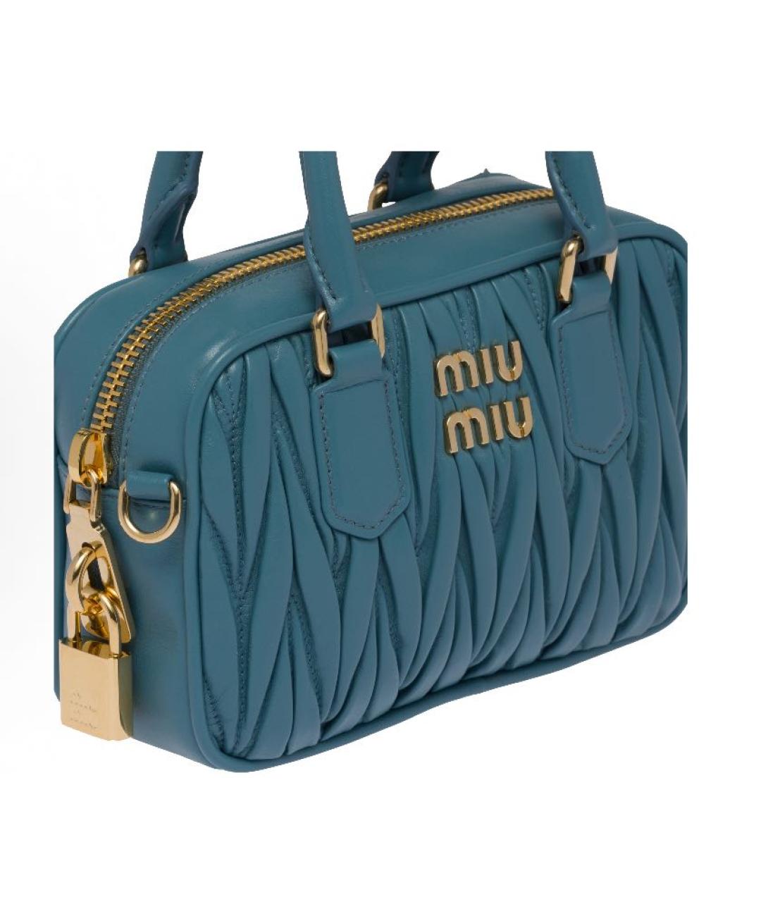 MIU MIU Голубая кожаная сумка через плечо, фото 5