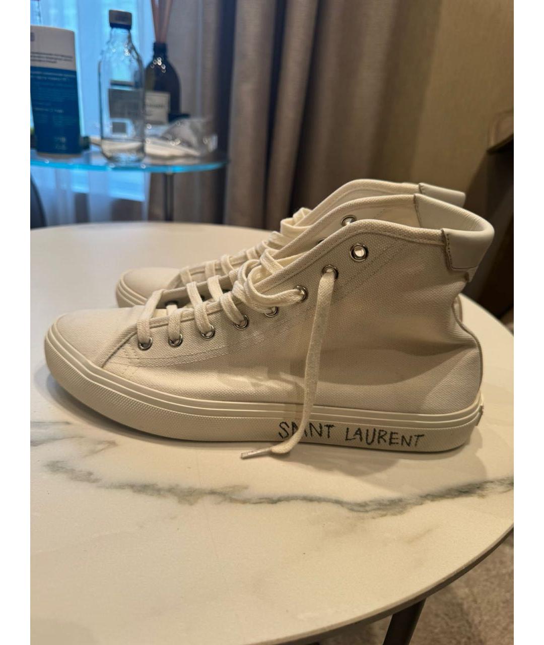 SAINT LAURENT Белые текстильные кеды, фото 2