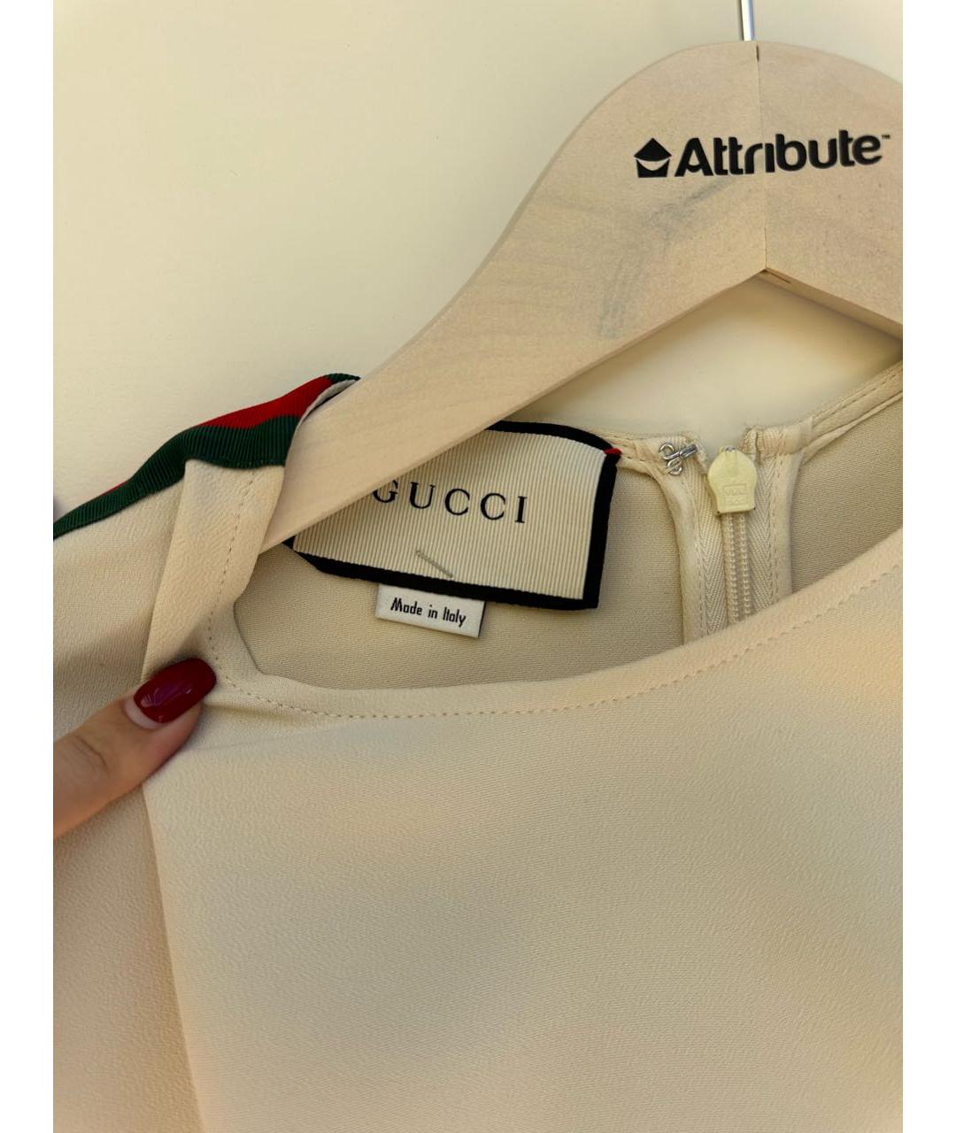 GUCCI Бежевое хлопко-эластановое повседневное платье, фото 3