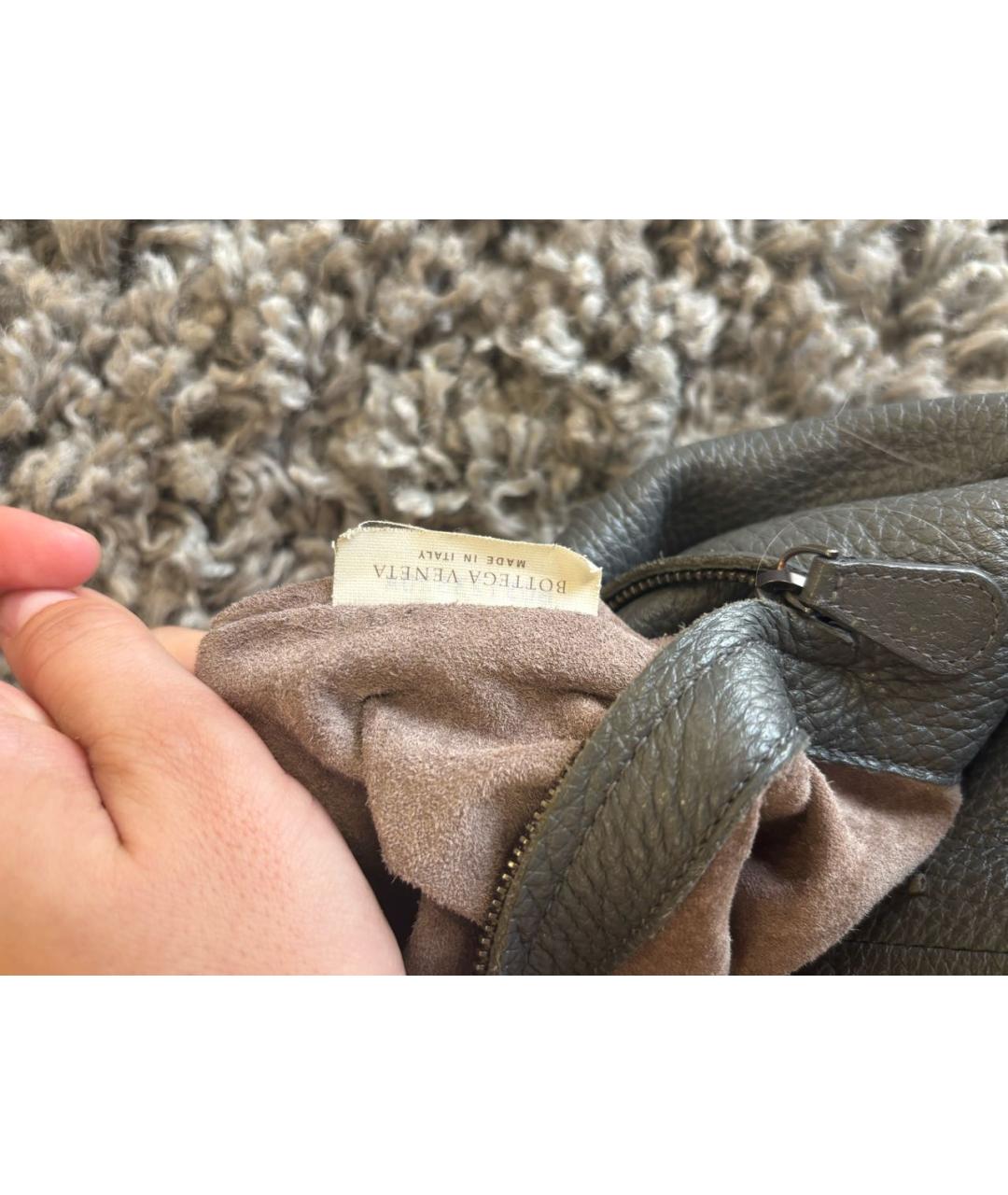 BOTTEGA VENETA Антрацитовая кожаная сумка тоут, фото 4