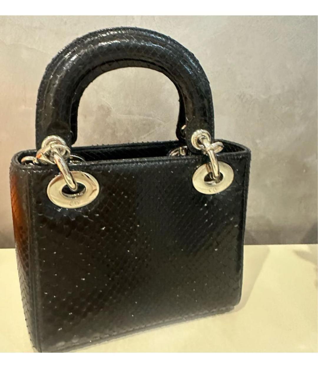 CHRISTIAN DIOR Черная сумка с короткими ручками из экзотической кожи, фото 5