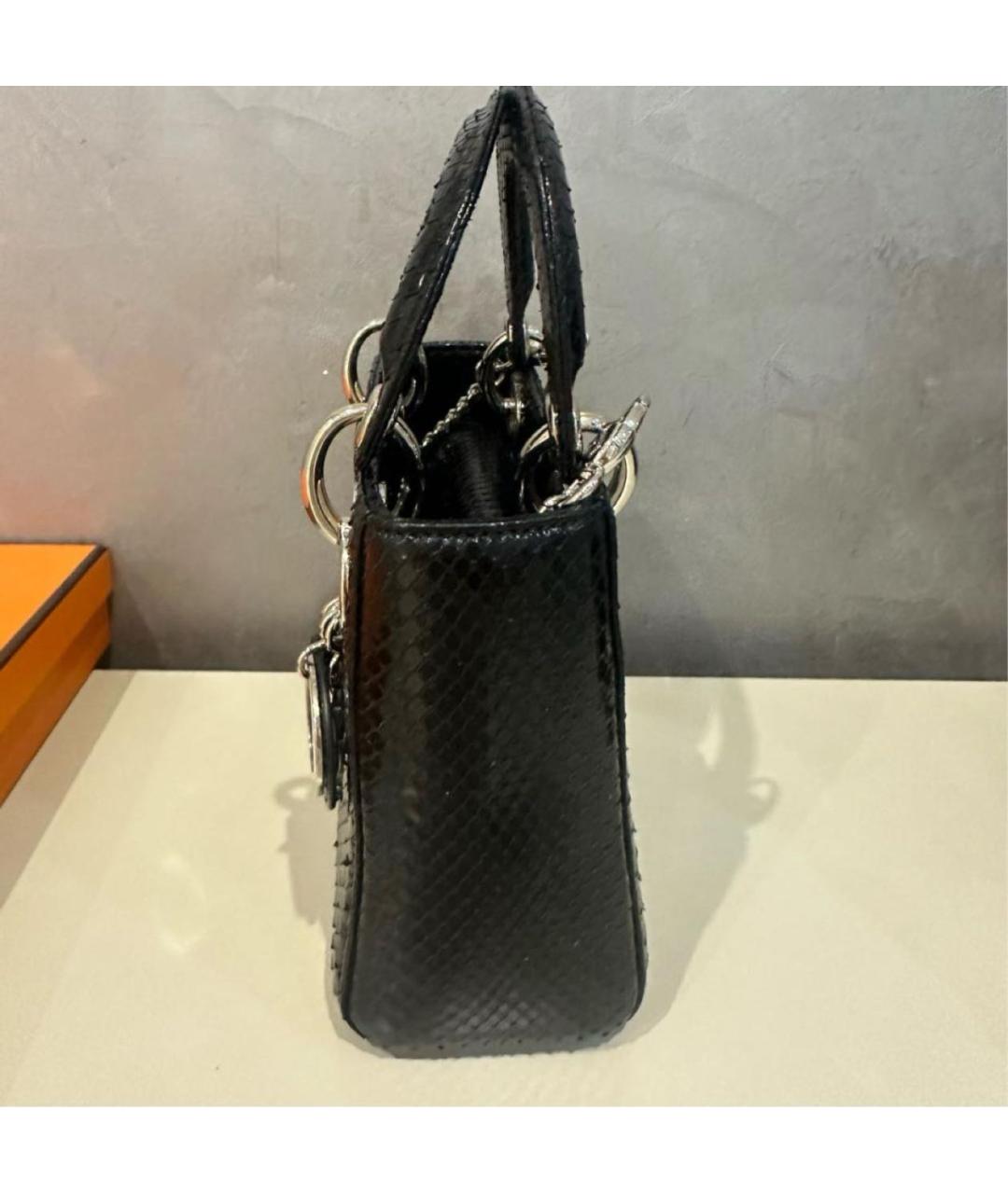 CHRISTIAN DIOR Черная сумка с короткими ручками из экзотической кожи, фото 4