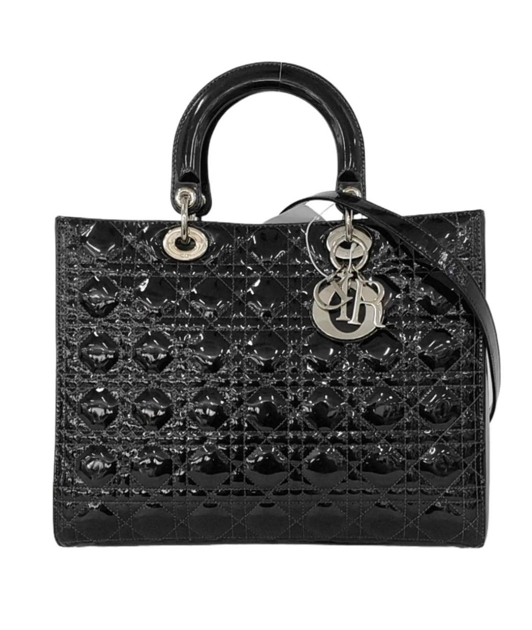 CHRISTIAN DIOR Черная сумка тоут из лакированной кожи, фото 1