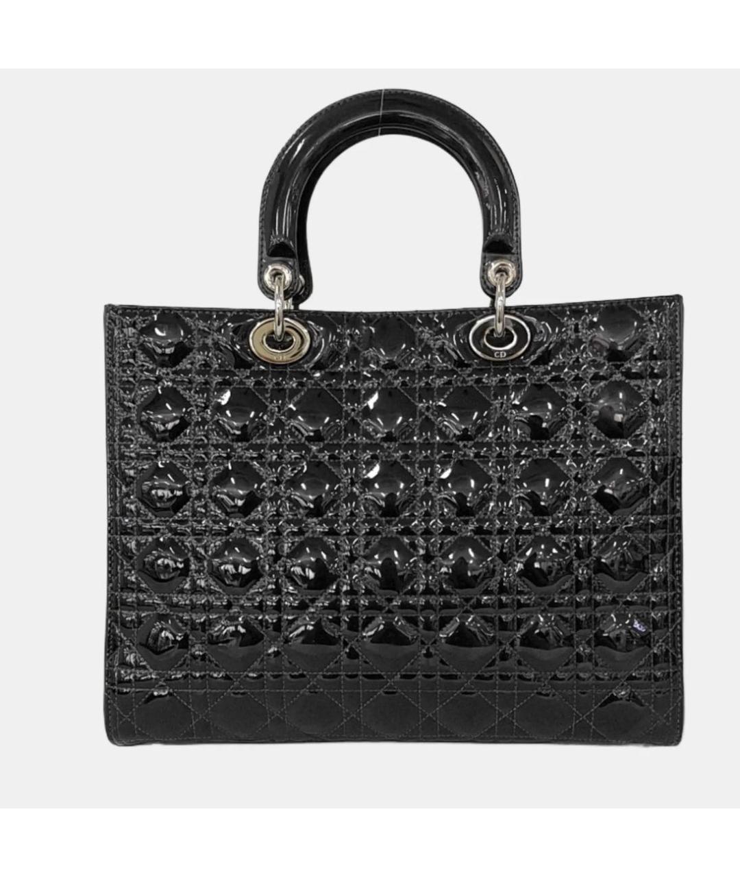 CHRISTIAN DIOR Черная сумка тоут из лакированной кожи, фото 4