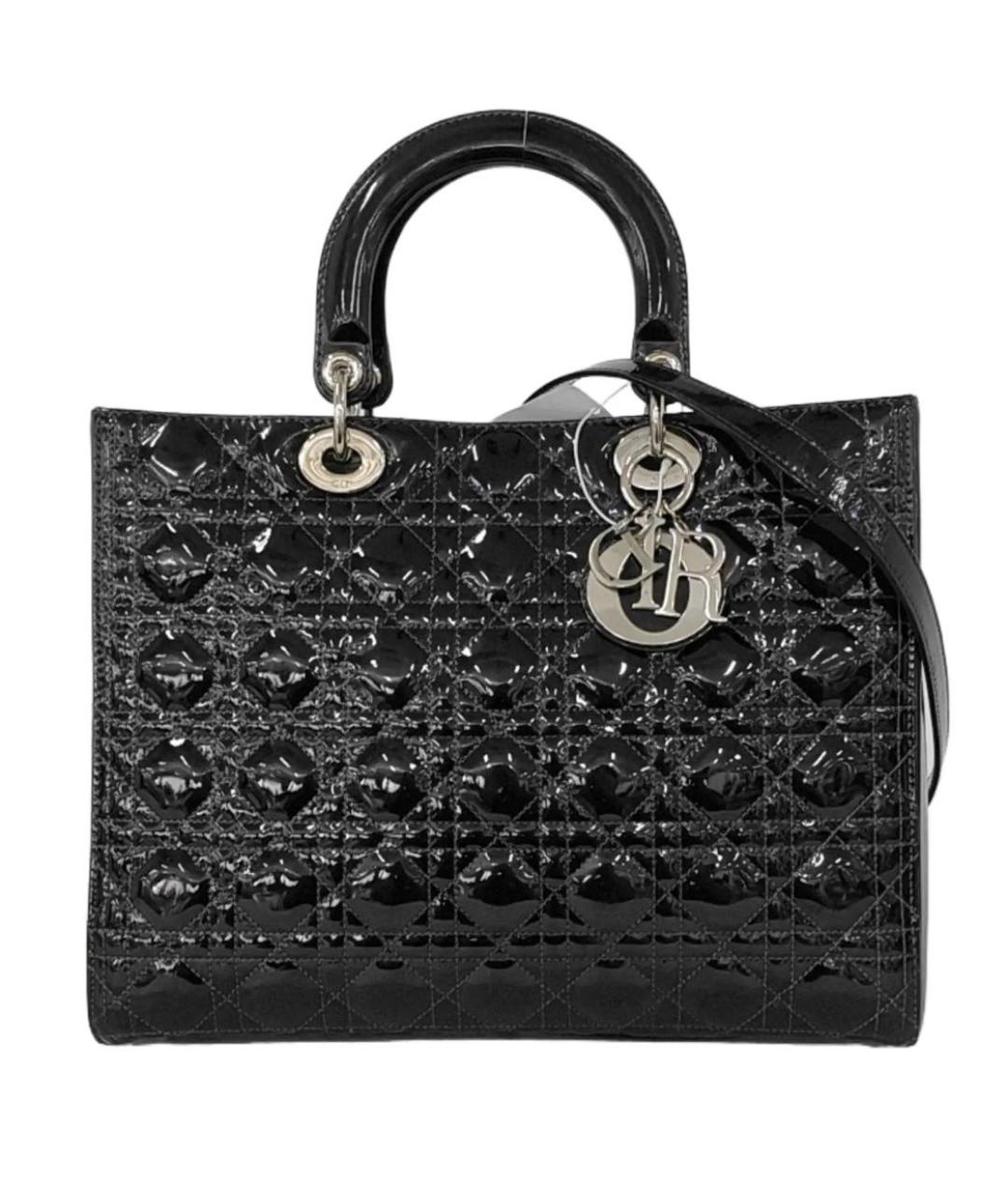 CHRISTIAN DIOR Черная сумка тоут из лакированной кожи, фото 2