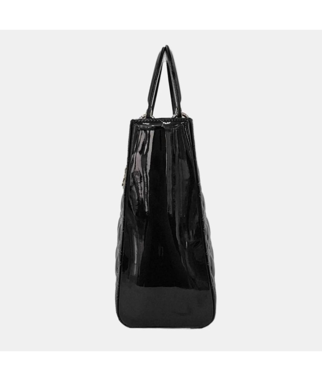 CHRISTIAN DIOR Черная сумка тоут из лакированной кожи, фото 3