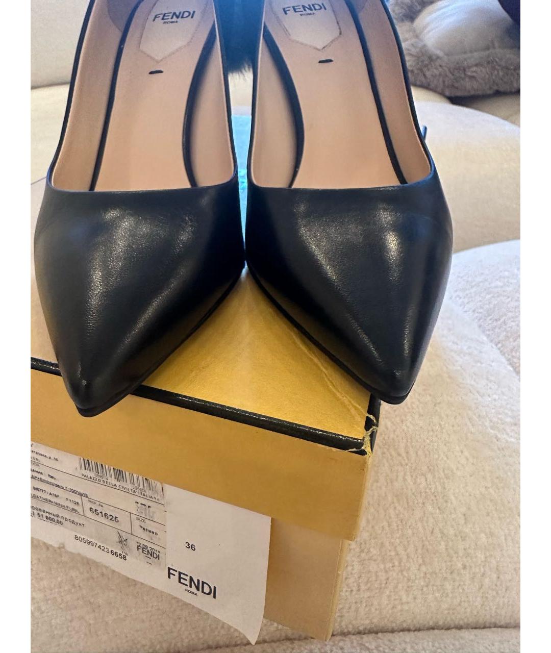 FENDI Черные кожаные туфли, фото 2