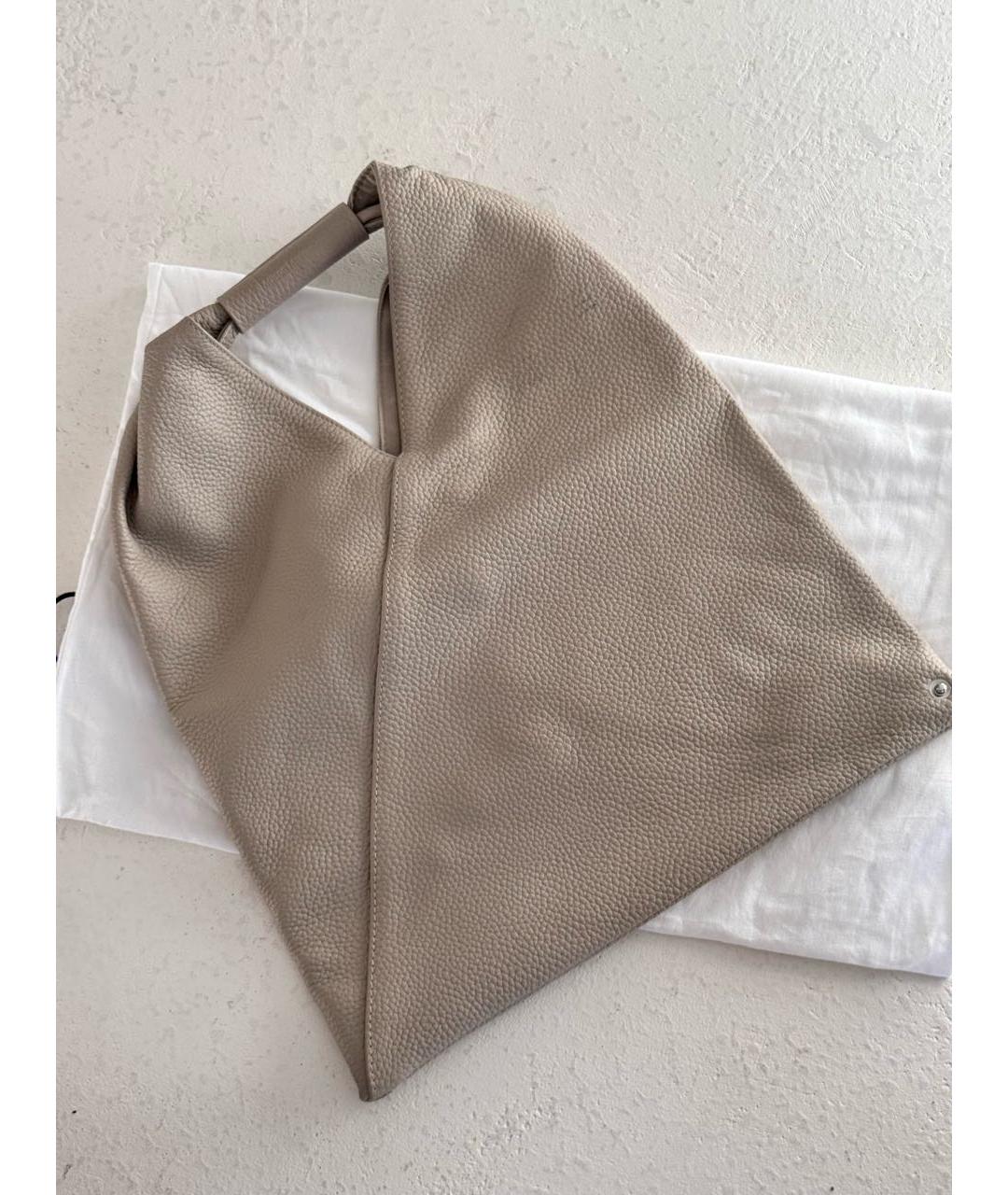 MM6 MAISON MARGIELA Бежевая кожаная сумка тоут, фото 3