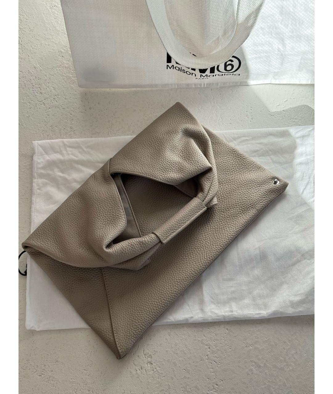 MM6 MAISON MARGIELA Бежевая кожаная сумка тоут, фото 8
