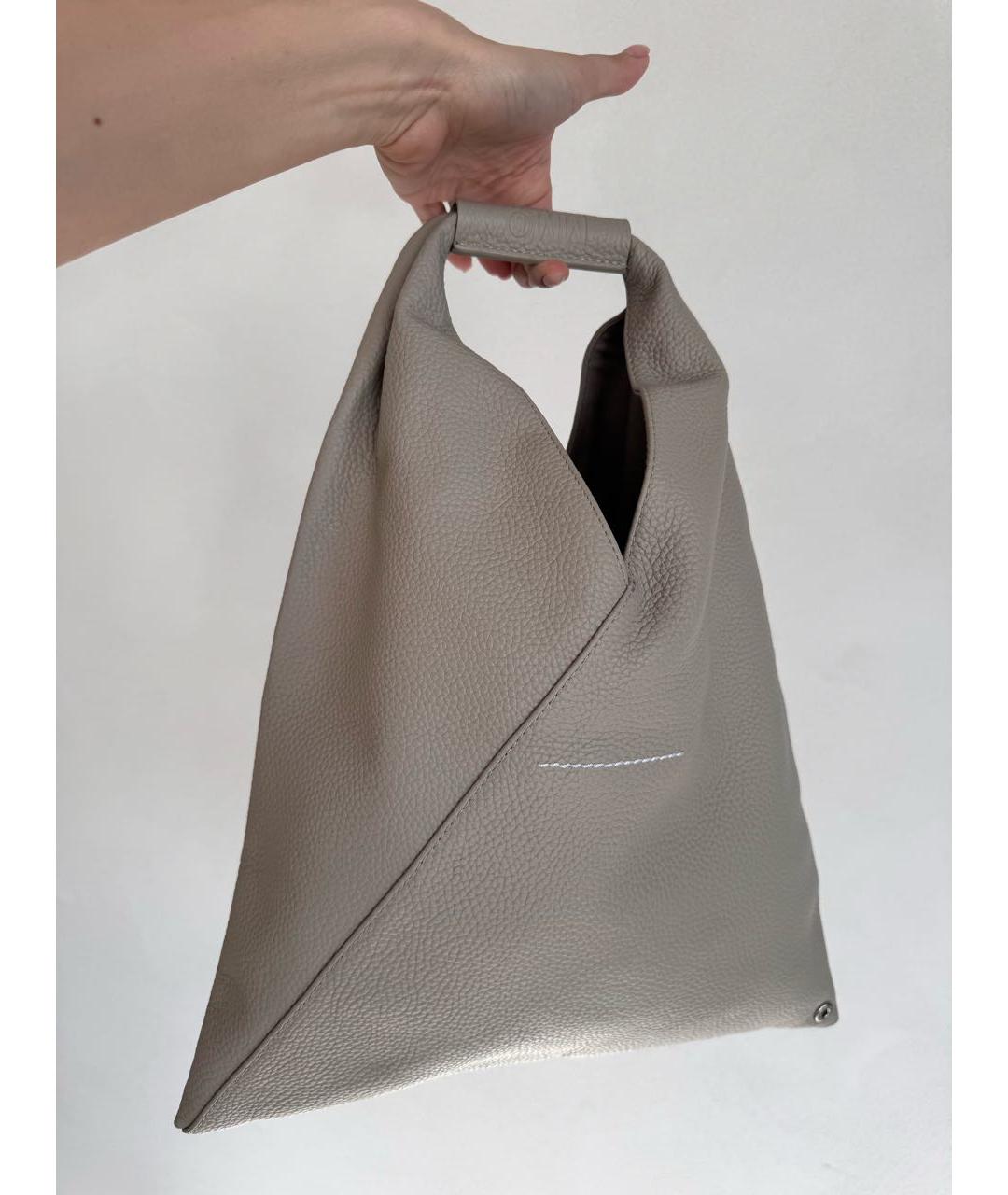 MM6 MAISON MARGIELA Бежевая кожаная сумка тоут, фото 2