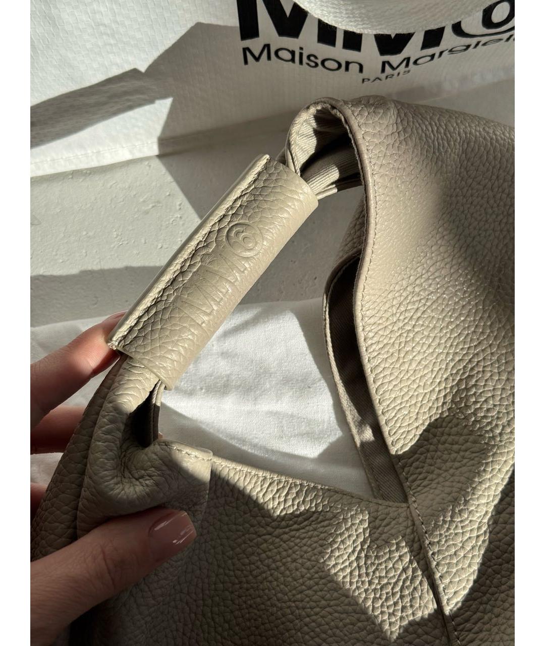 MM6 MAISON MARGIELA Бежевая кожаная сумка тоут, фото 6