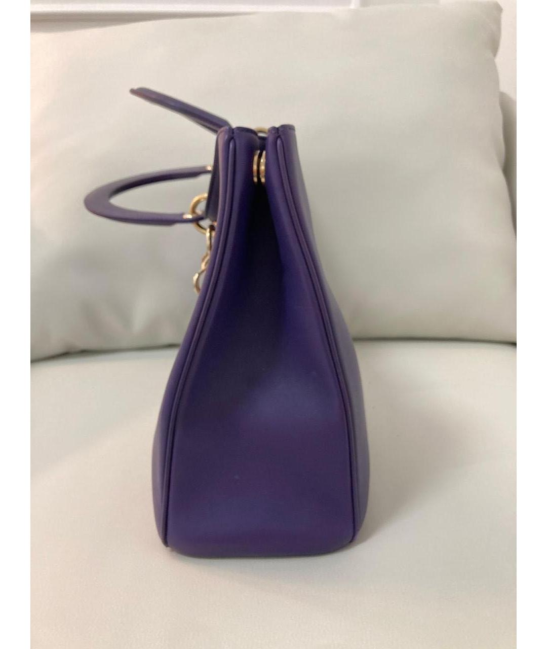 CHRISTIAN DIOR Фиолетовая кожаная сумка тоут, фото 5