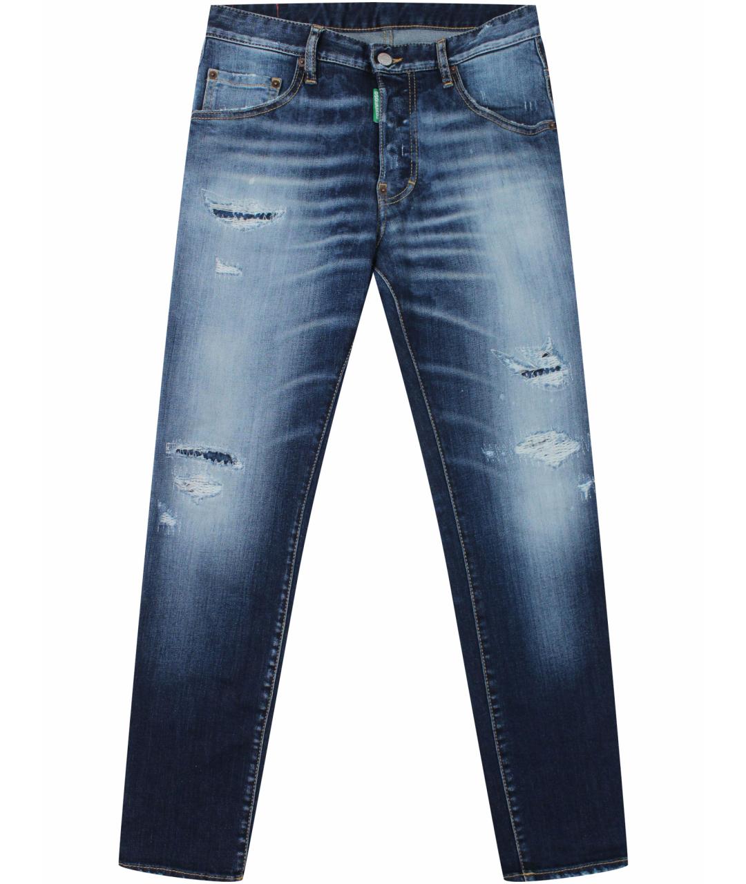DSQUARED2 Синие хлопко-эластановые джинсы скинни, фото 1