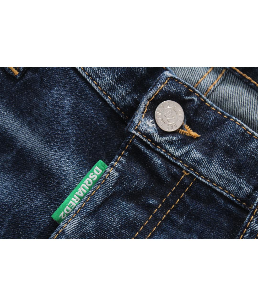 DSQUARED2 Синие хлопко-эластановые джинсы скинни, фото 4