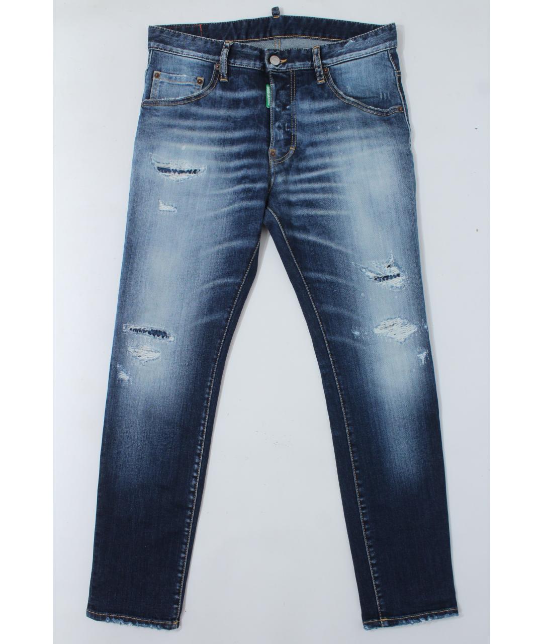 DSQUARED2 Синие хлопко-эластановые джинсы скинни, фото 10