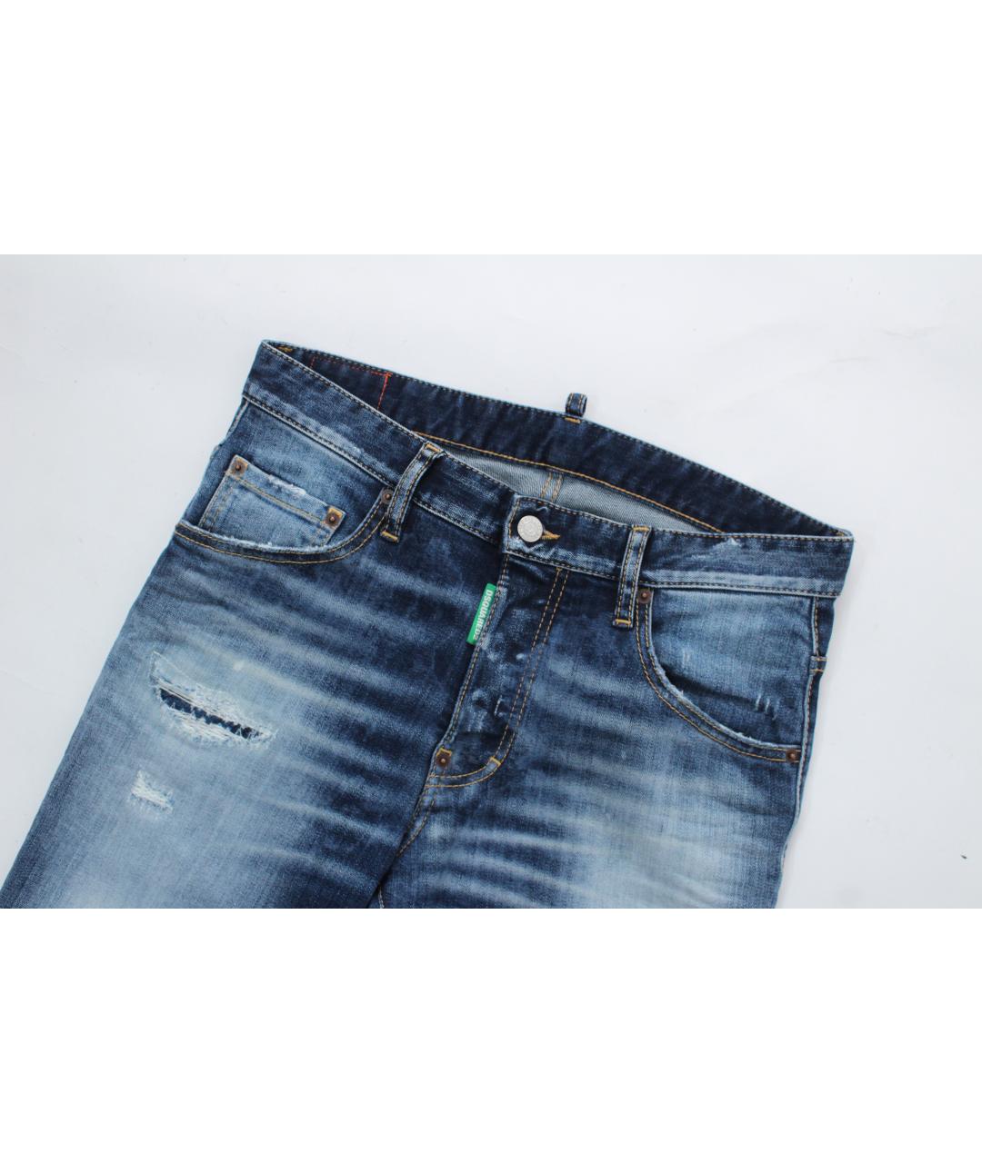 DSQUARED2 Синие хлопко-эластановые джинсы скинни, фото 3