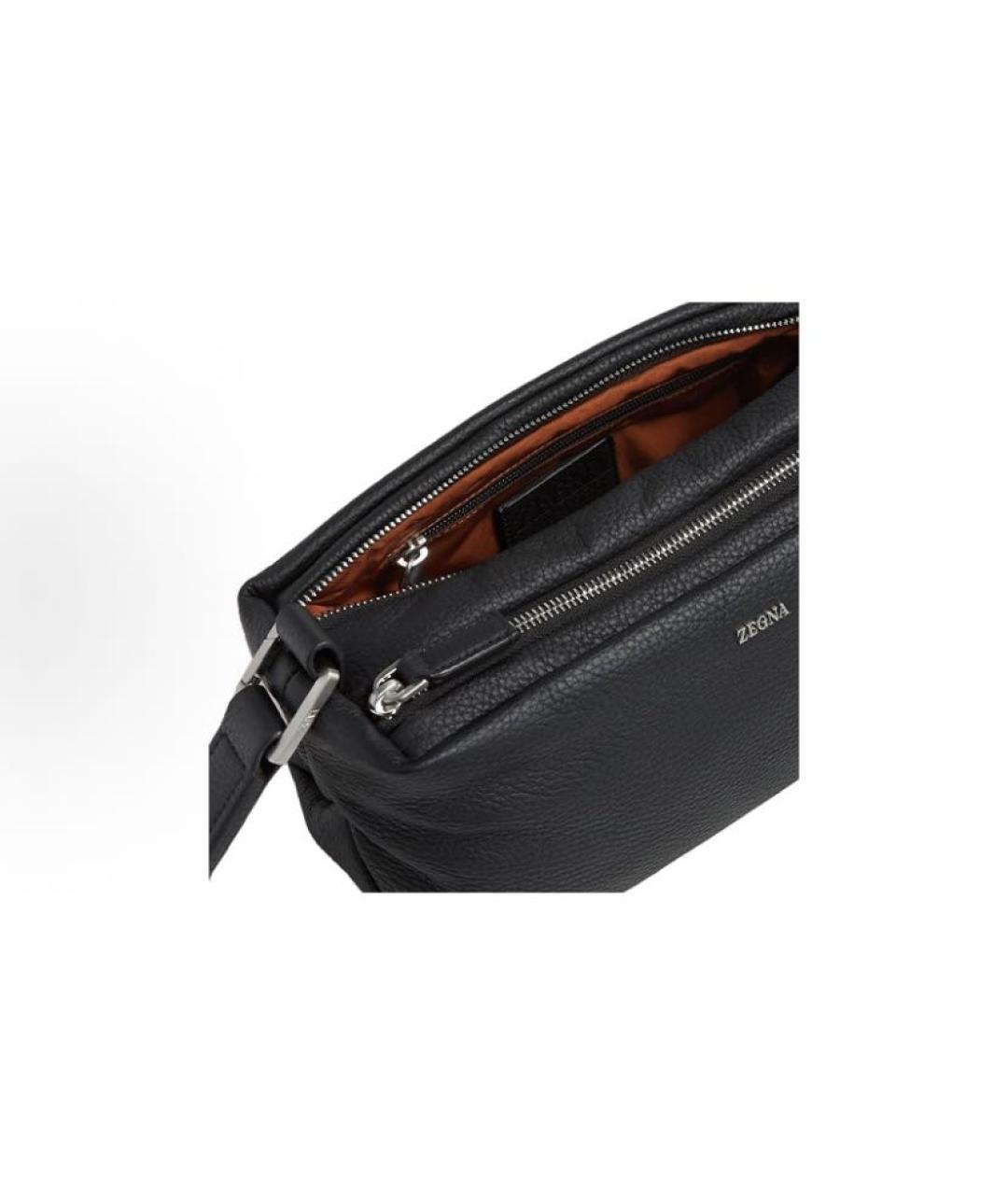 ERMENEGILDO ZEGNA Черная кожаная барсетка, фото 3