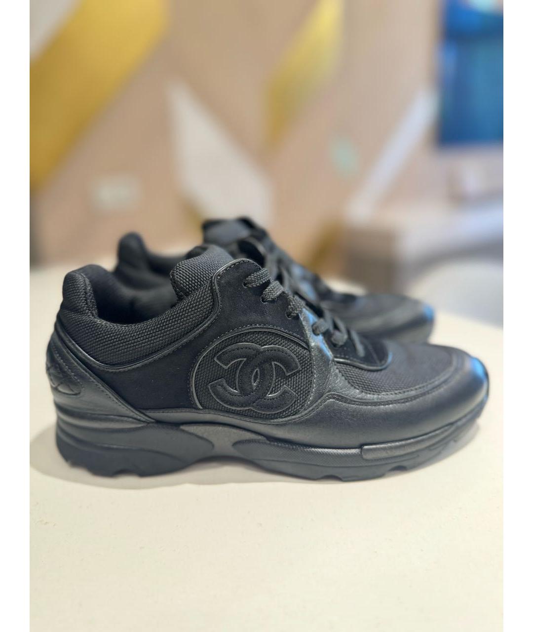 CHANEL Черные кожаные кроссовки, фото 8