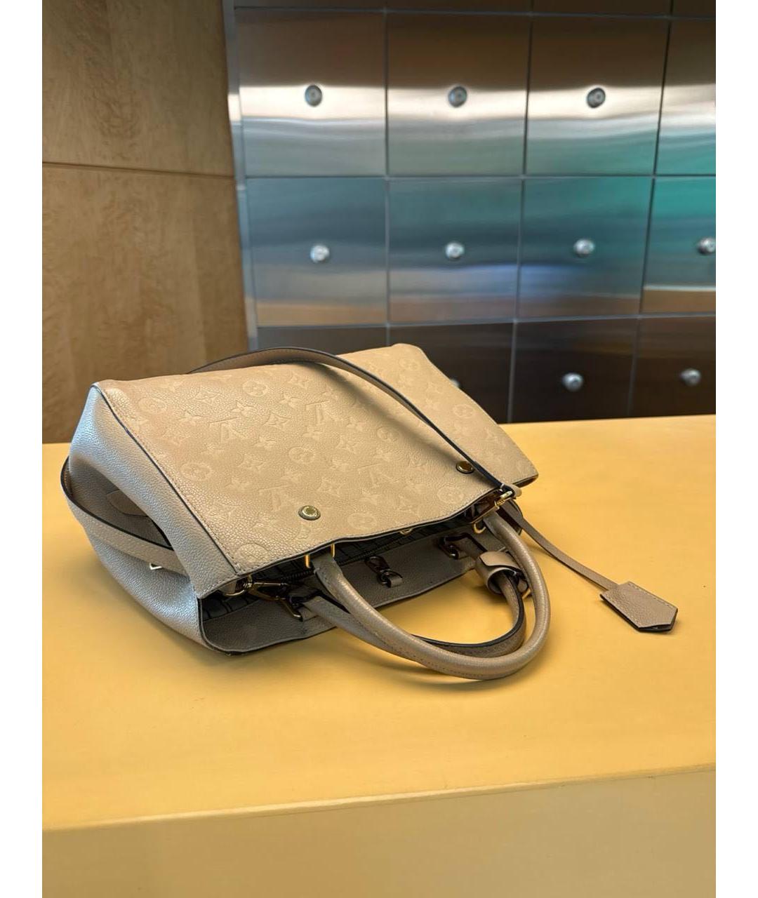 LOUIS VUITTON Бежевая кожаная сумка с короткими ручками, фото 5