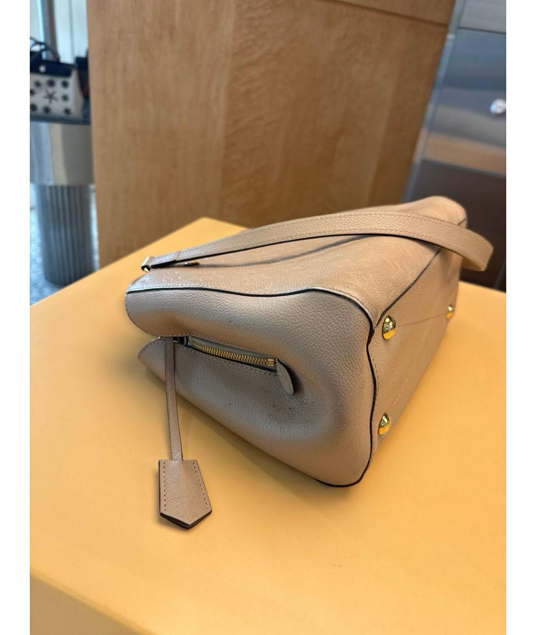 LOUIS VUITTON Бежевая кожаная сумка с короткими ручками, фото 6