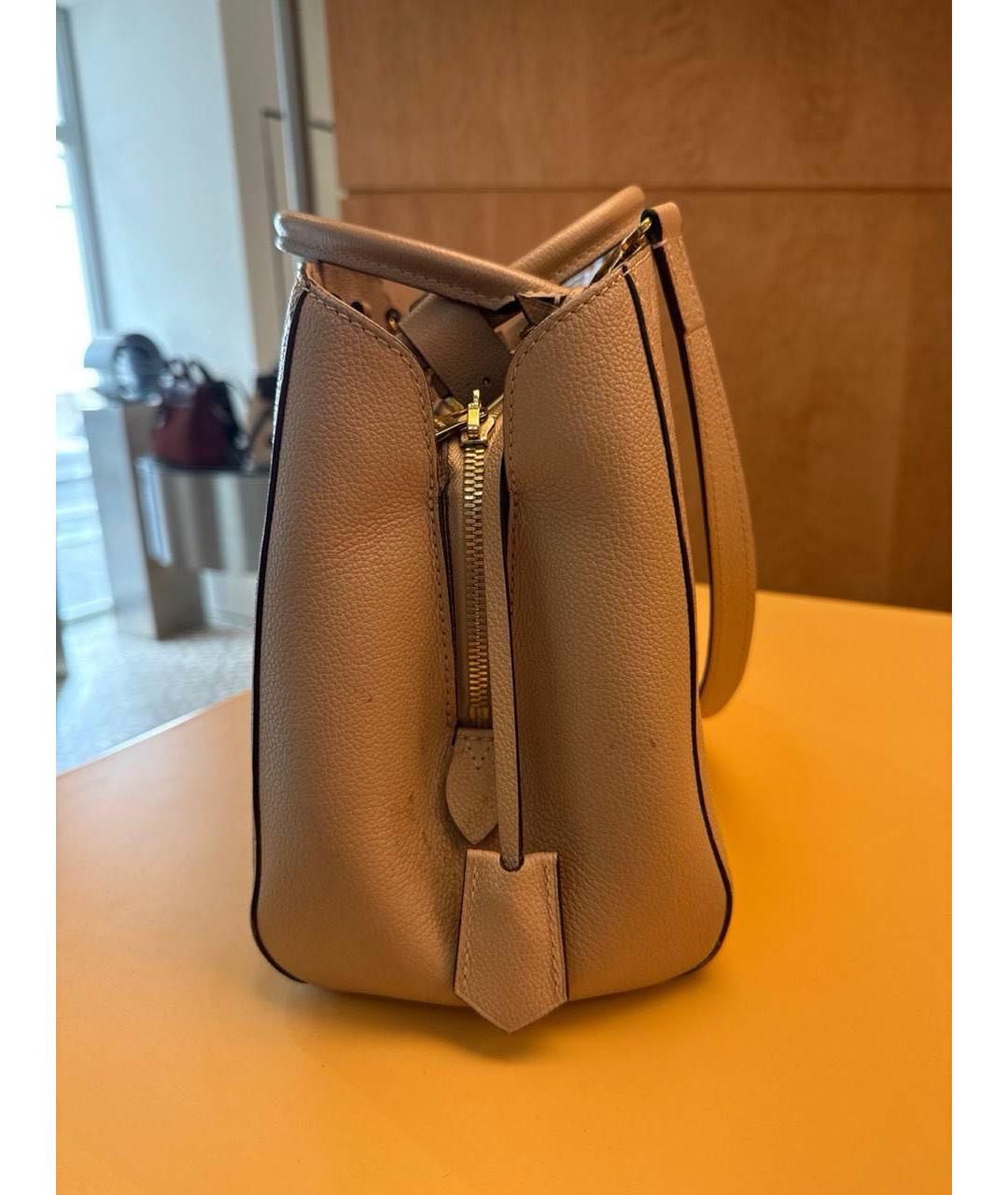 LOUIS VUITTON Бежевая кожаная сумка с короткими ручками, фото 8