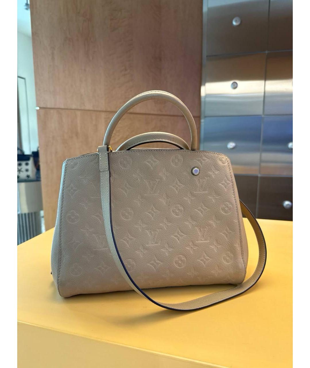 LOUIS VUITTON Бежевая кожаная сумка с короткими ручками, фото 2