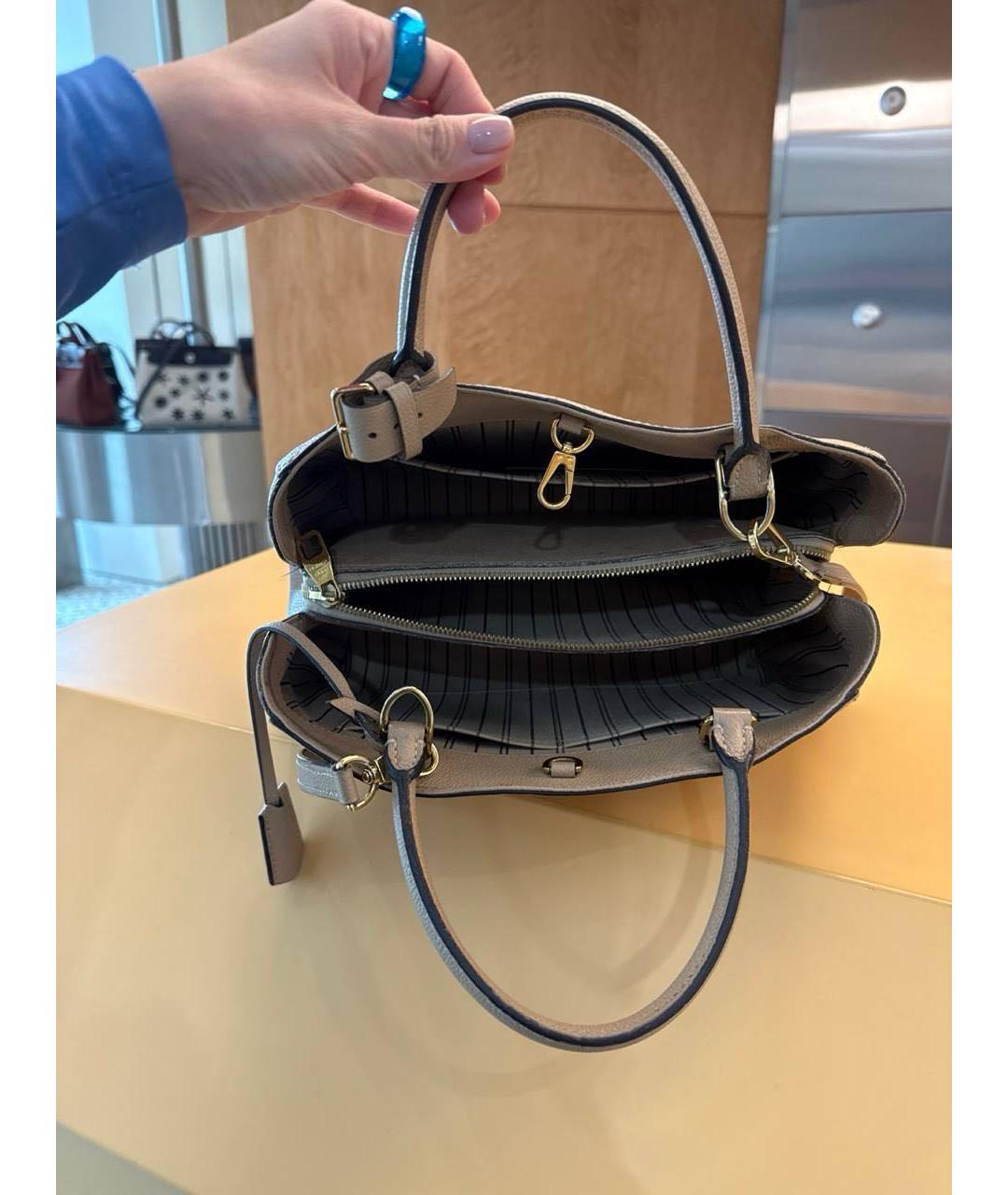 LOUIS VUITTON Бежевая кожаная сумка с короткими ручками, фото 4