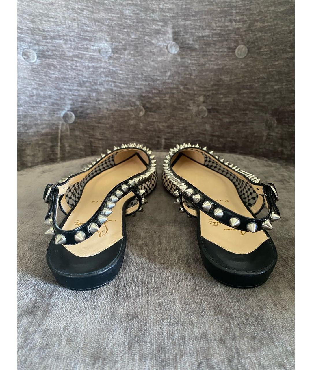 CHRISTIAN LOUBOUTIN Черные текстильные лодочки на низком каблуке, фото 3