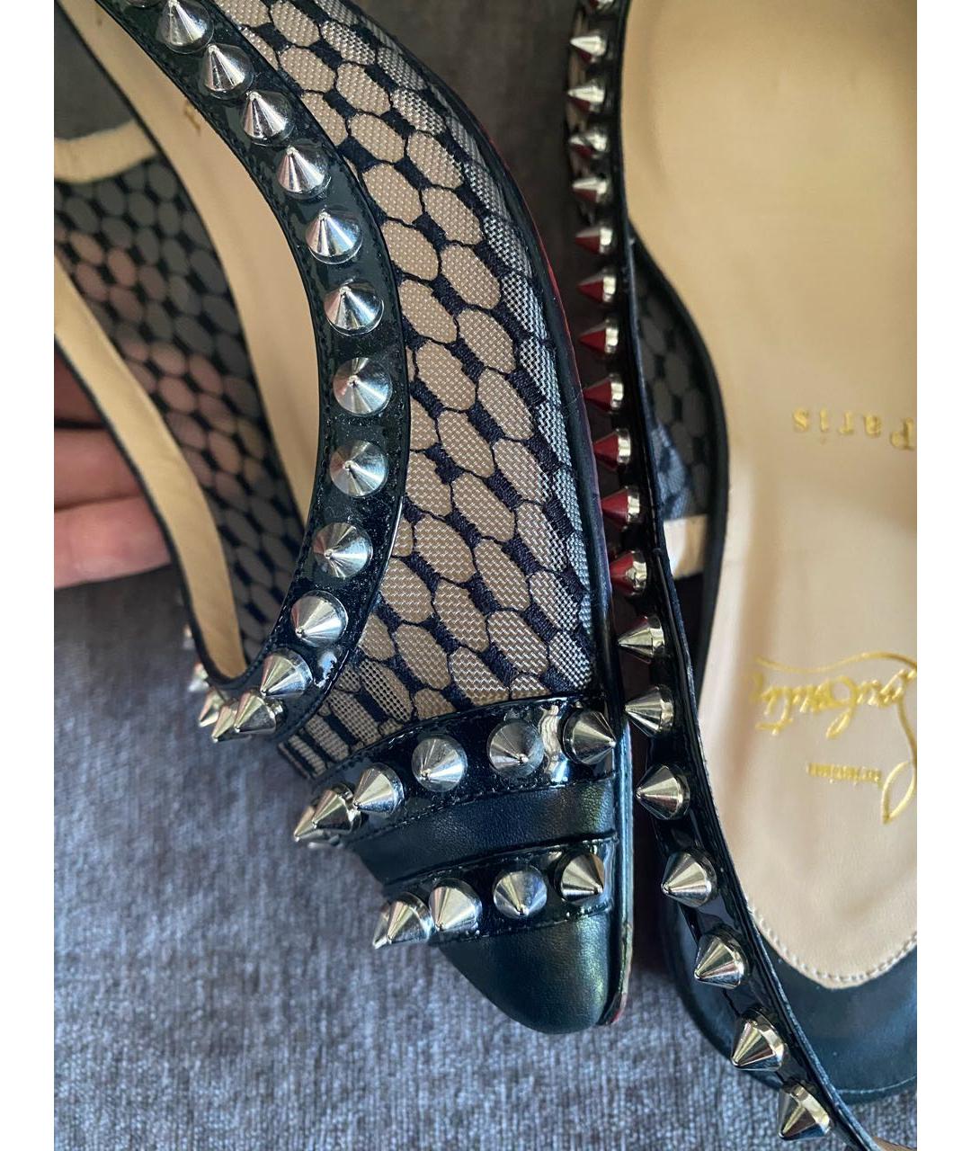 CHRISTIAN LOUBOUTIN Черные текстильные лодочки на низком каблуке, фото 7
