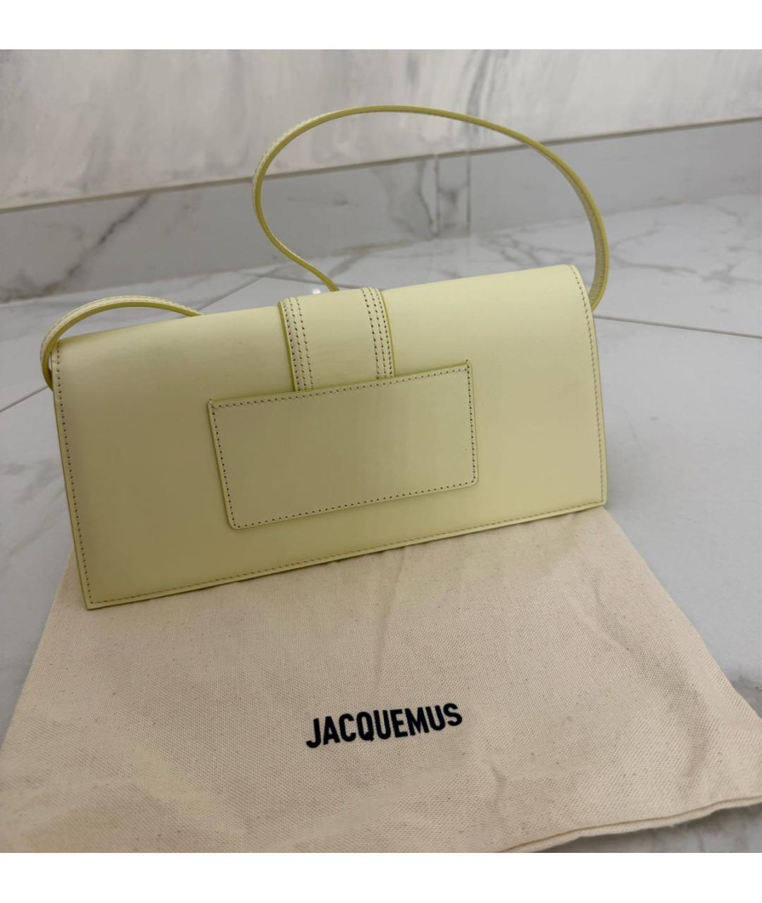 JACQUEMUS Желтая кожаная сумка через плечо, фото 4