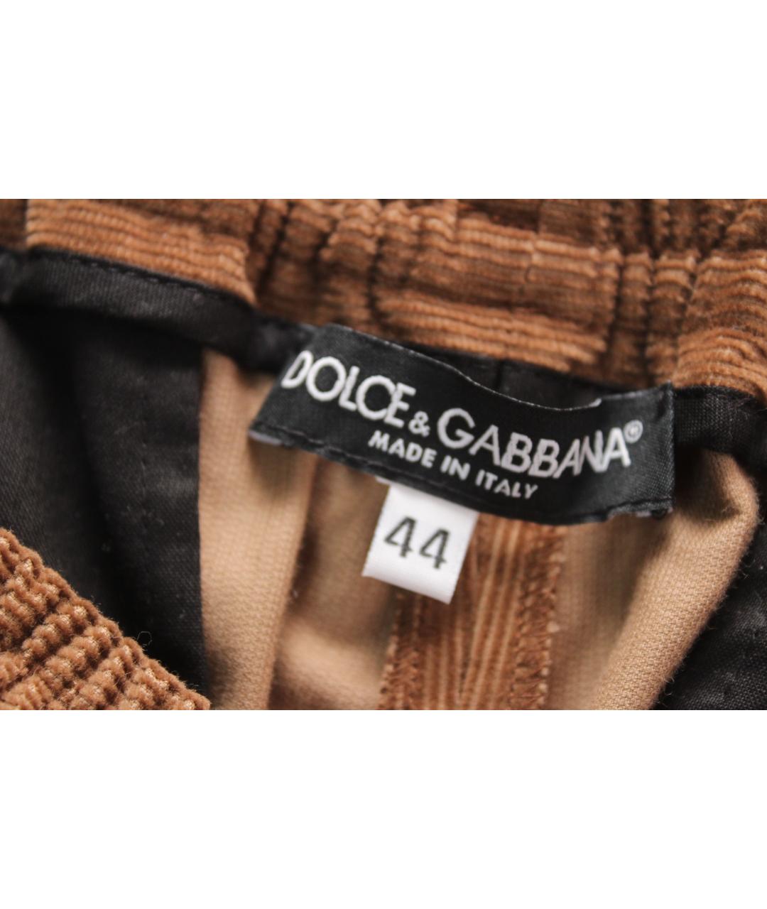 DOLCE&GABBANA Коричневые хлопковые повседневные брюки, фото 6