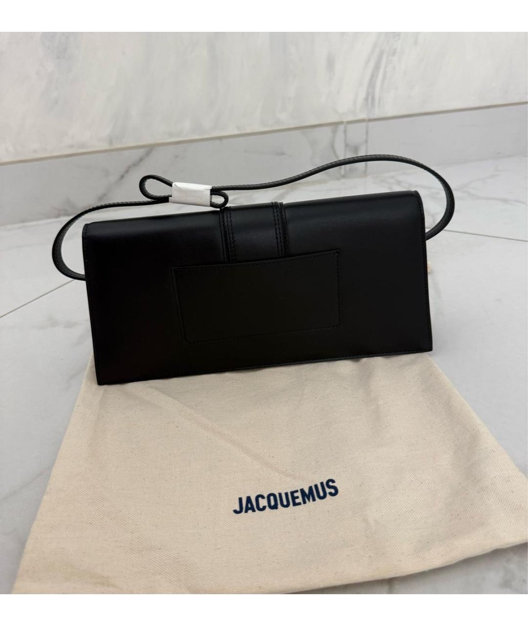 JACQUEMUS Черная кожаная сумка с короткими ручками, фото 4