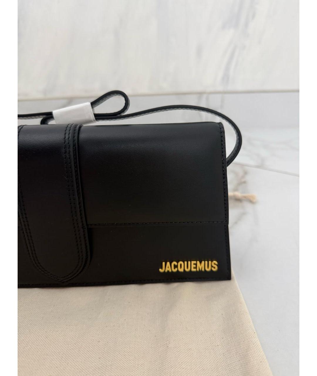 JACQUEMUS Черная кожаная сумка с короткими ручками, фото 3