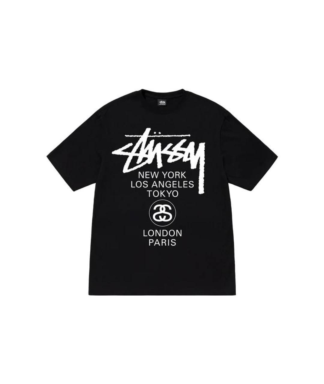 STUSSY Черная хлопковая футболка, фото 1