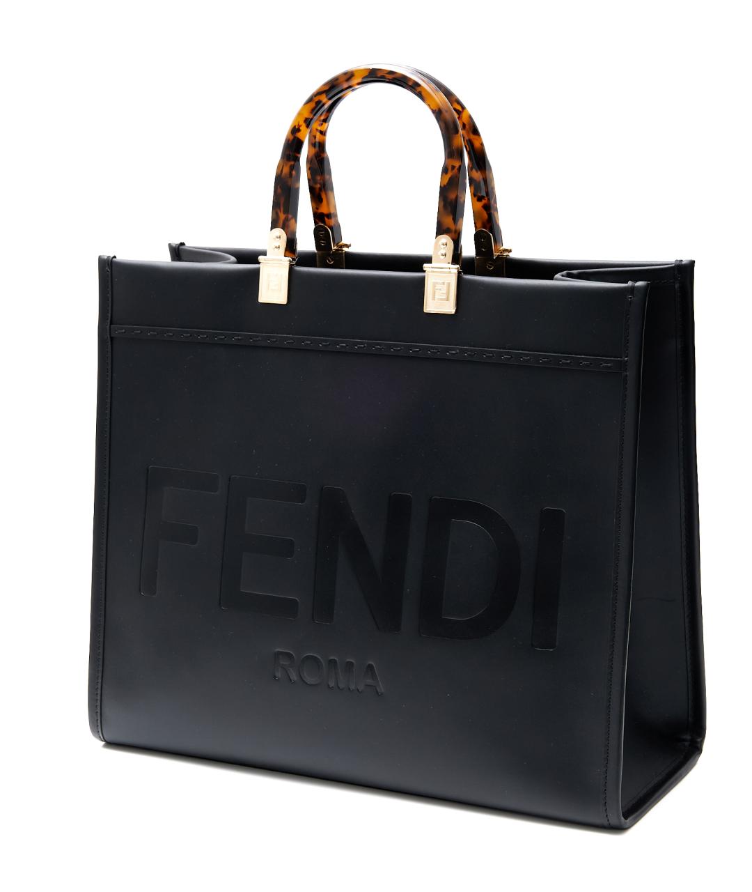 FENDI Черная кожаная сумка с короткими ручками, фото 2